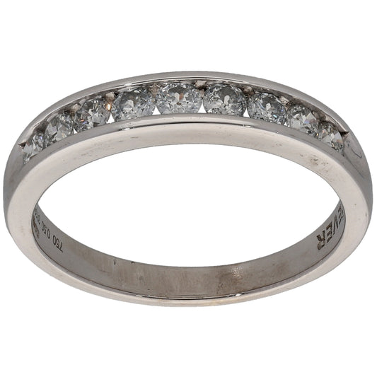 18ct White Gold 0.50ct Diamond Half Eternity Ring Size O