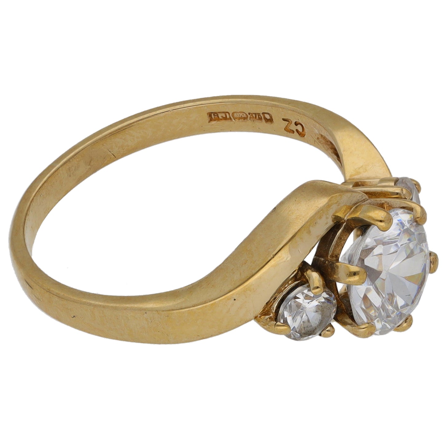 9ct Gold Cubic Zirconia Three Stone Ring Size L