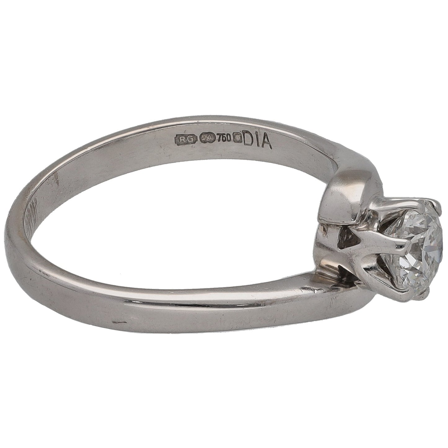 18ct White Gold 0.50ct Diamond Solitaire Ring Size L