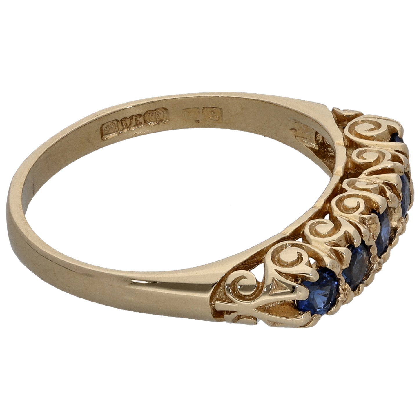 9ct Gold Sapphire Half Eternity Ring Size N