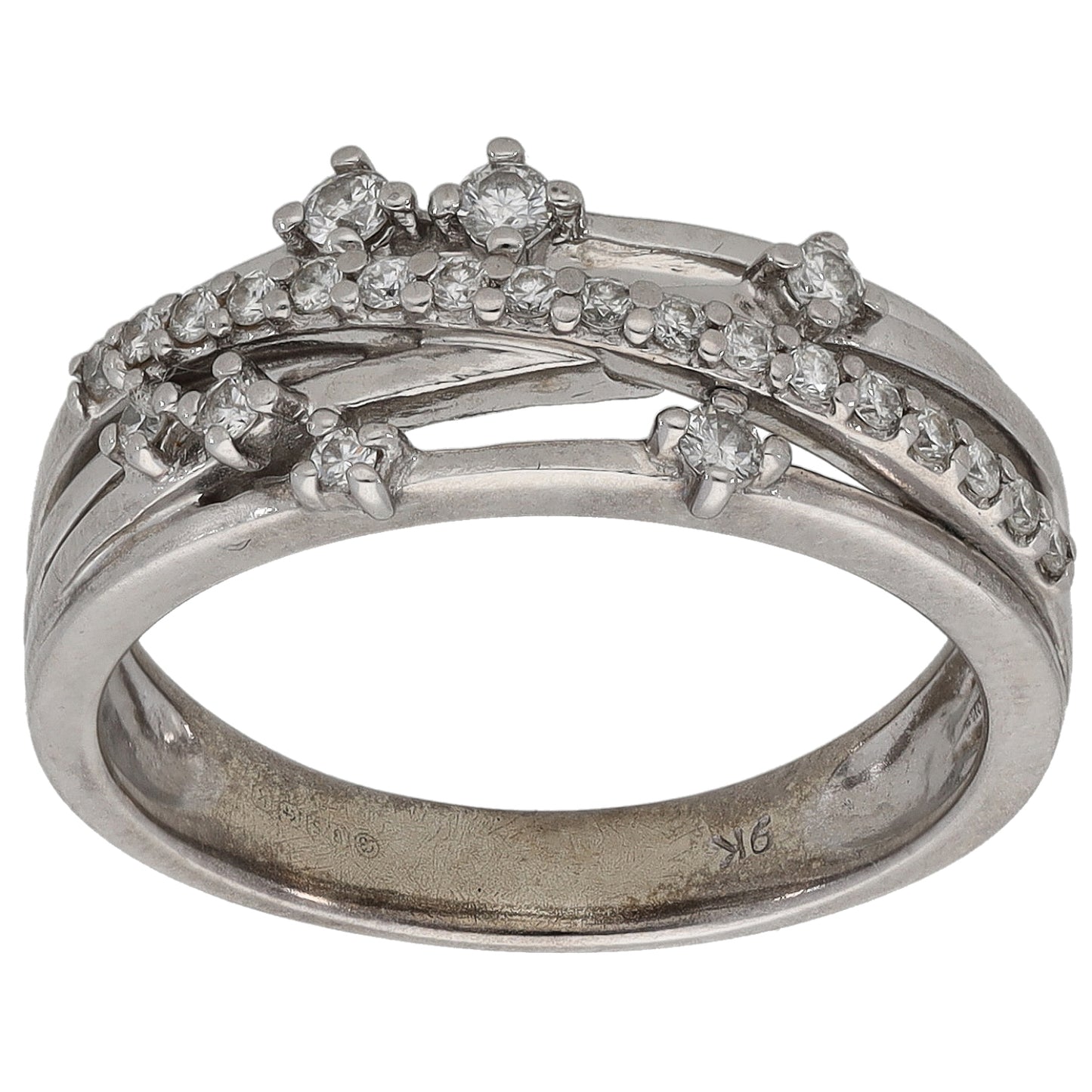 9ct White Gold 0.28ct Diamond Alternative Ring Size L