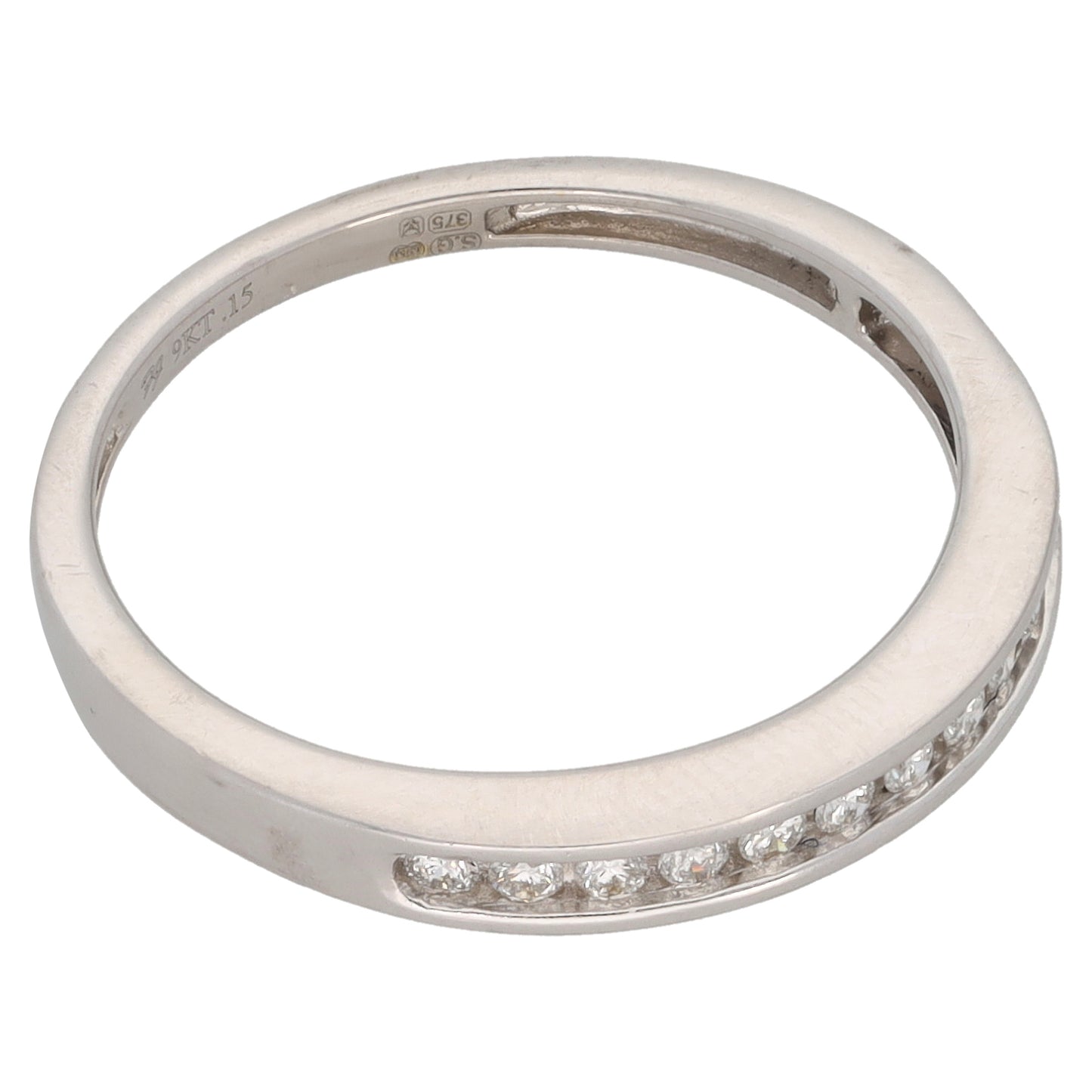 9ct White Gold 0.15ct Diamond Half Eternity Ring Size N