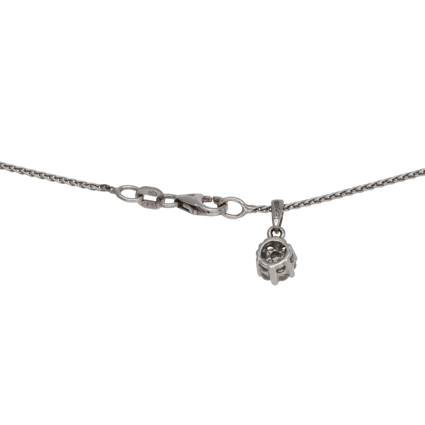 18ct White Gold 0.23ct Diamond Cluster Pendant With Chain