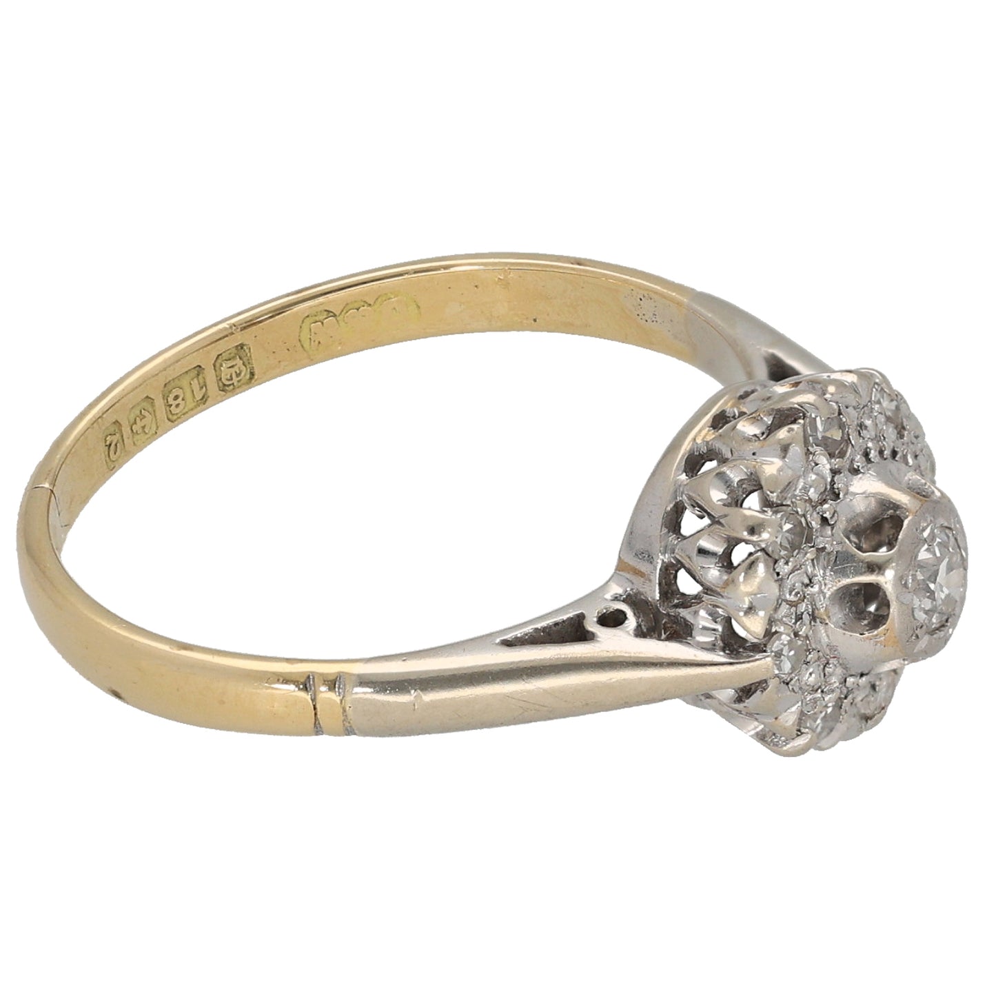 18ct Gold 0.15ct Diamond Cluster Ring Size M