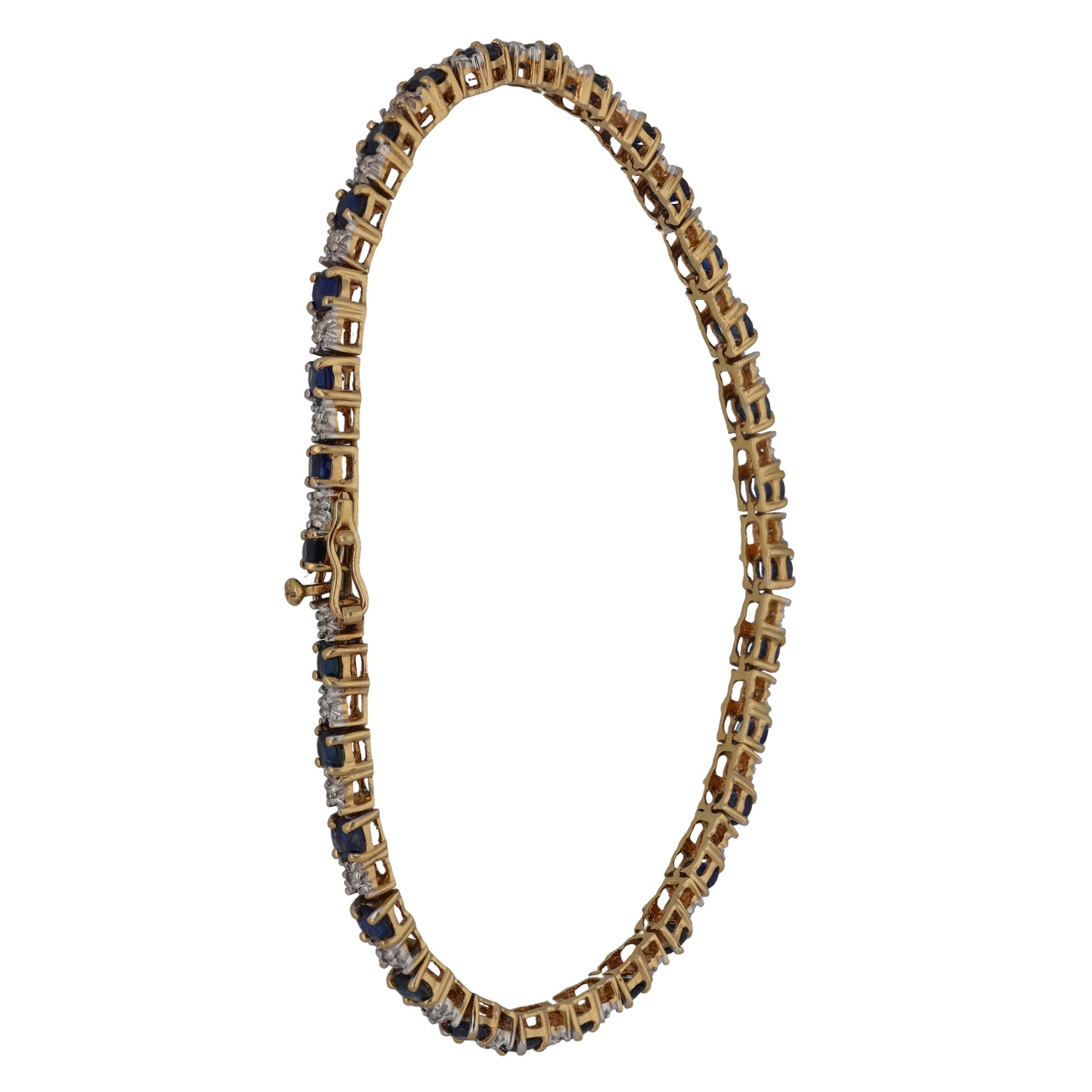 9ct Gold Sapphire & 0.115ct Diamond Line/Tennis Bracelet