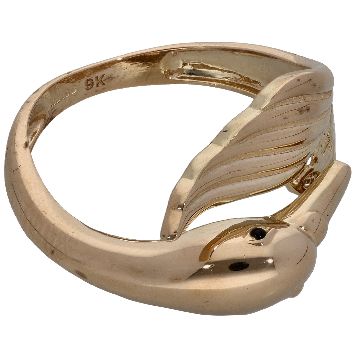 9ct Gold Sapphire Swan Ring Size V