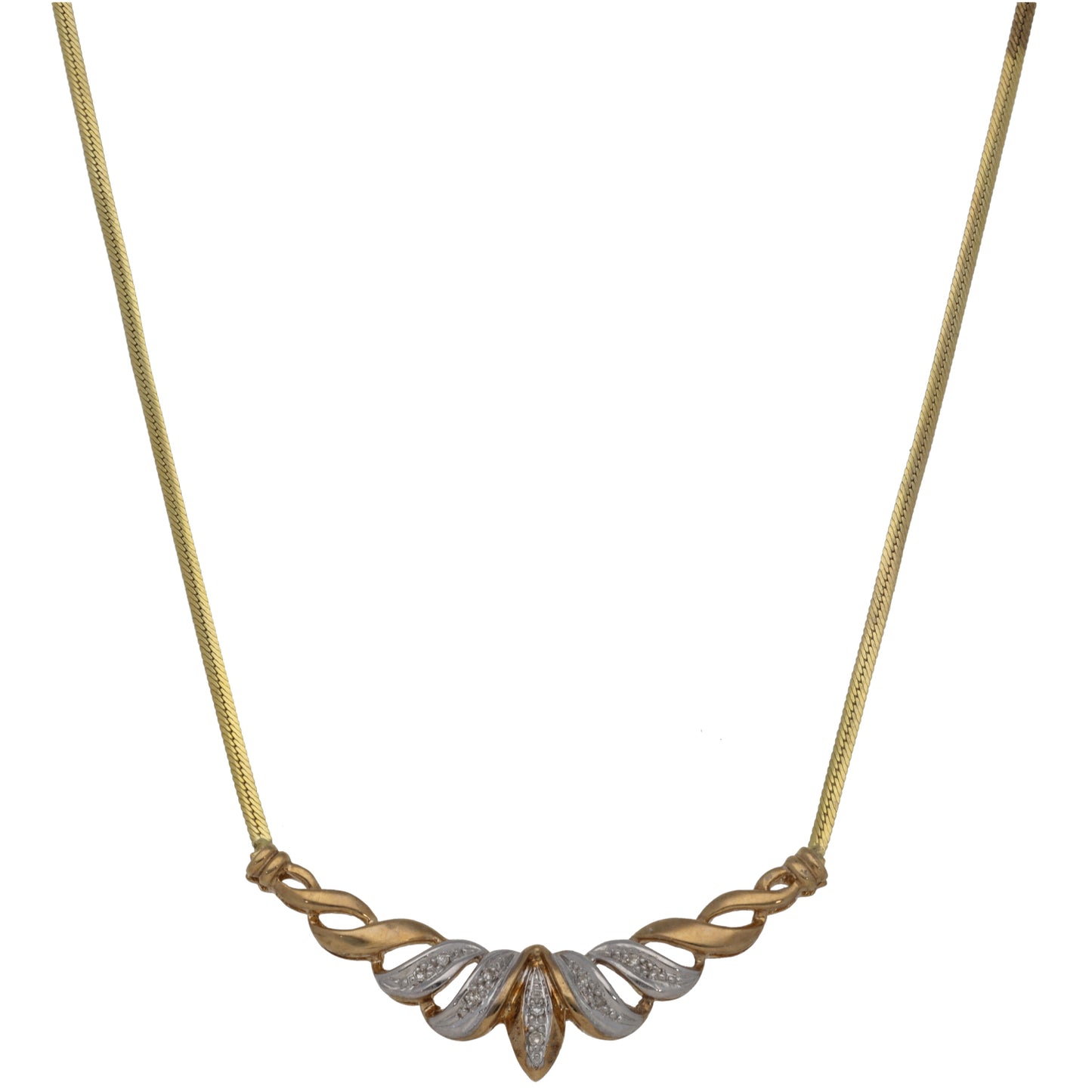 9ct Gold 0.05ct Diamond Fancy Necklace 16"