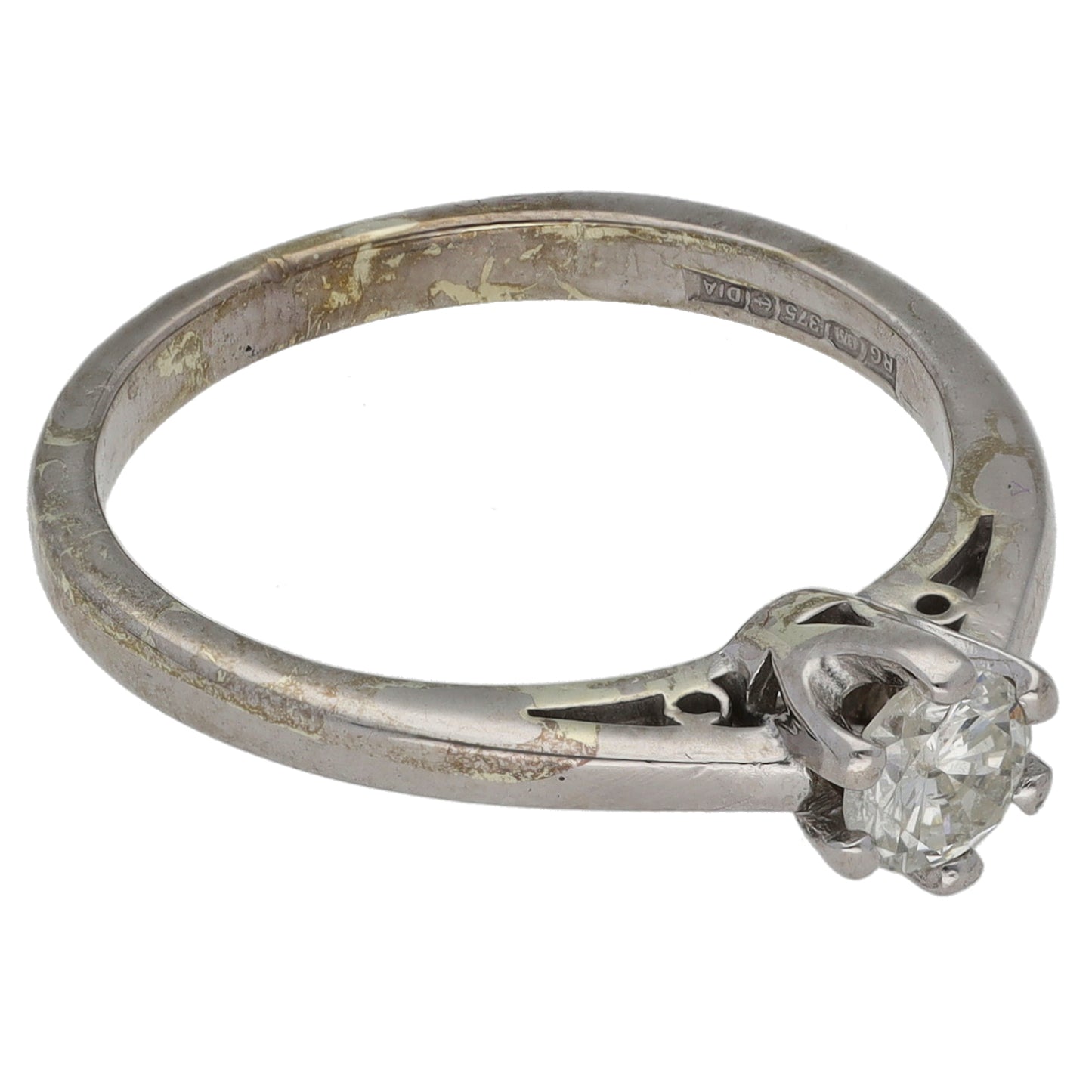 9ct White Gold 0.25ct Diamond Solitaire Ring Size L