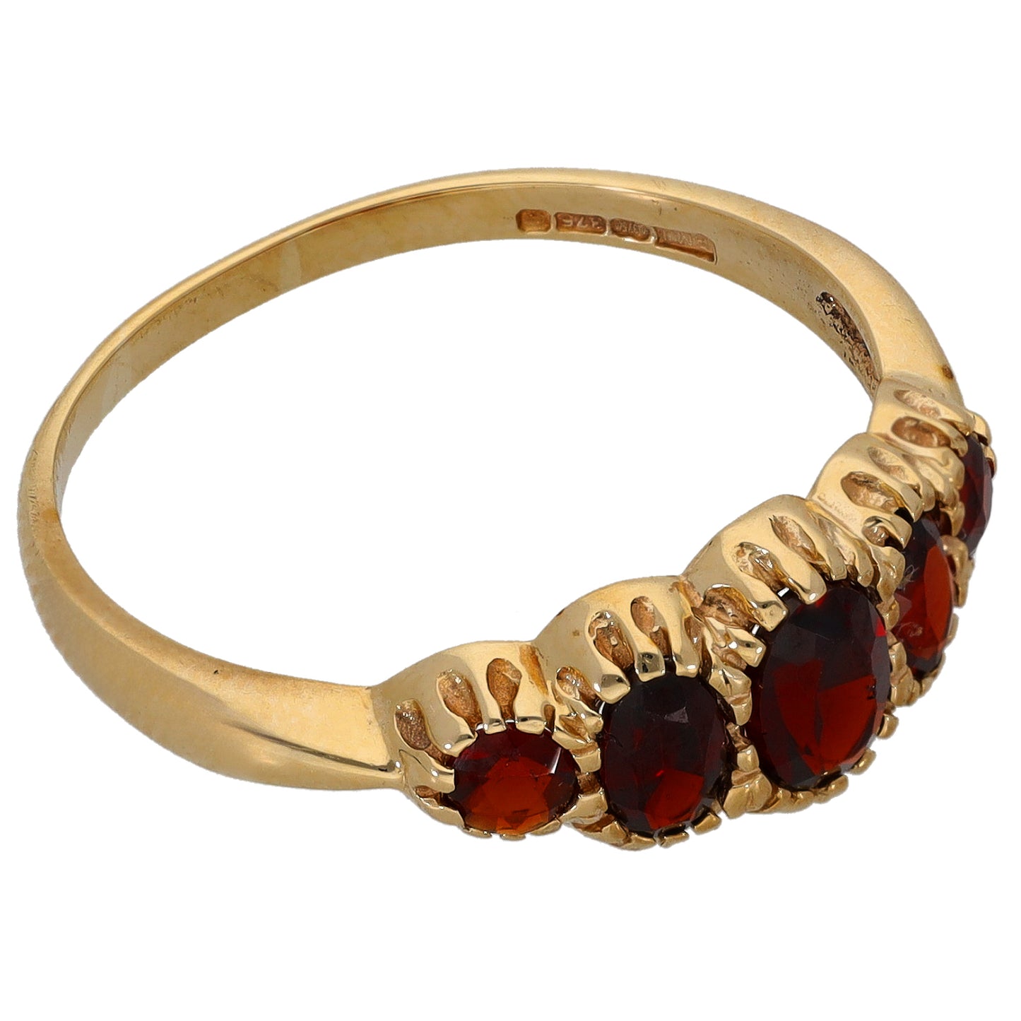 9ct Gold Garnet Half Eternity Ring Size T