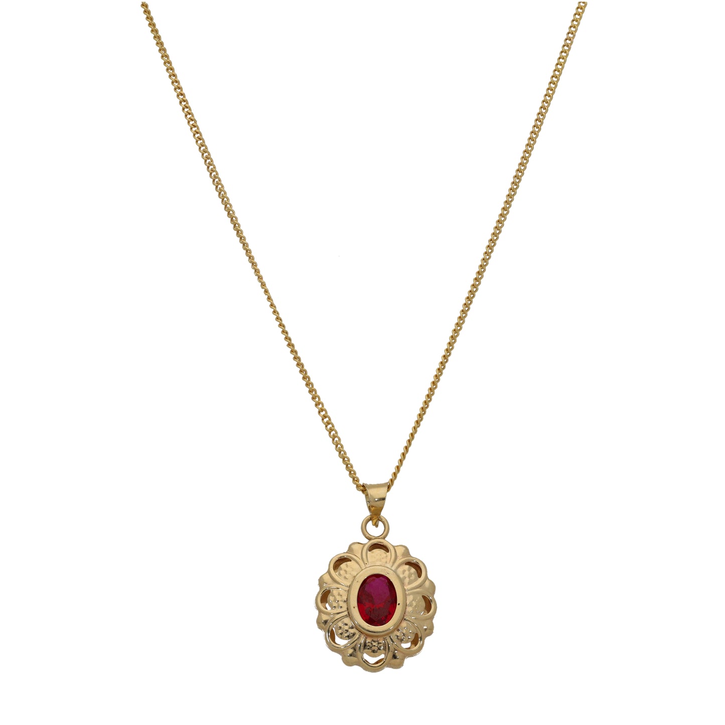 14ct Gold Imitation Gem Dress/Cocktail Pendant With Chain