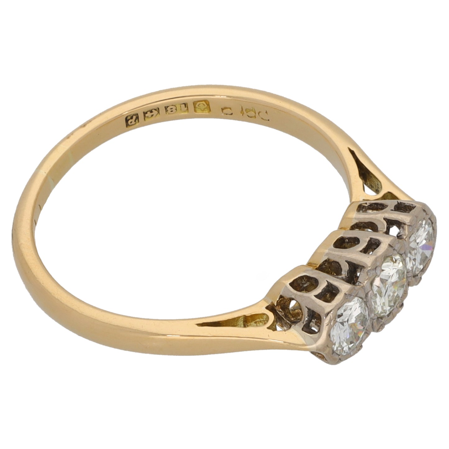 18ct Gold 0.35ct Diamond Trilogy Ring Size L