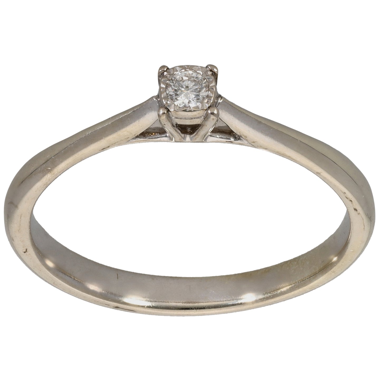 9ct White Gold 0.05ct Diamond Solitaire Ring Size O