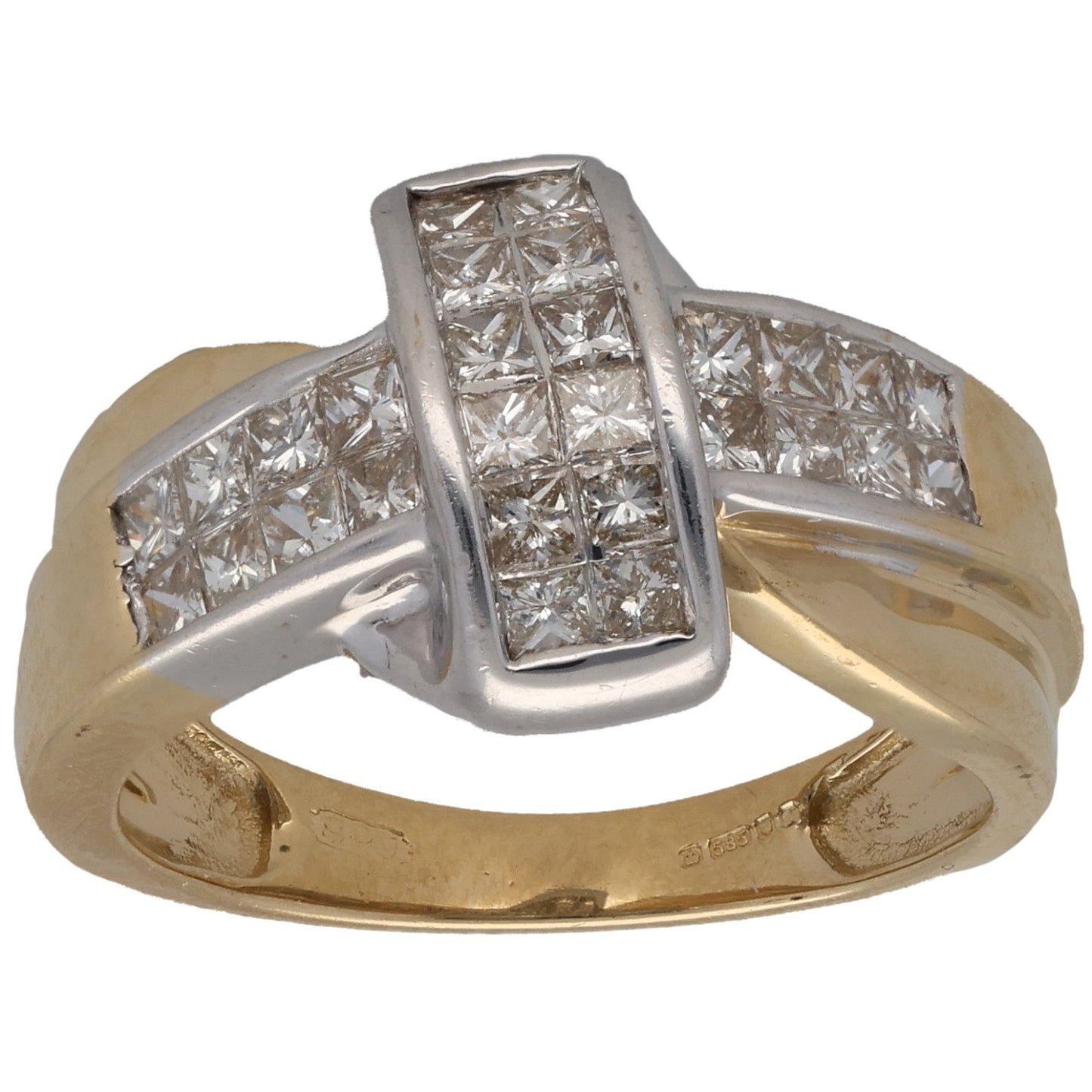 14ct Bicolour Gold 1.12ct Diamond Dress/Cocktail Ring Size N