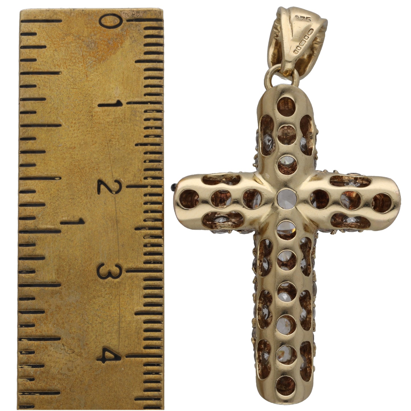 9ct Gold Cubic Zirconia Cross Pendant