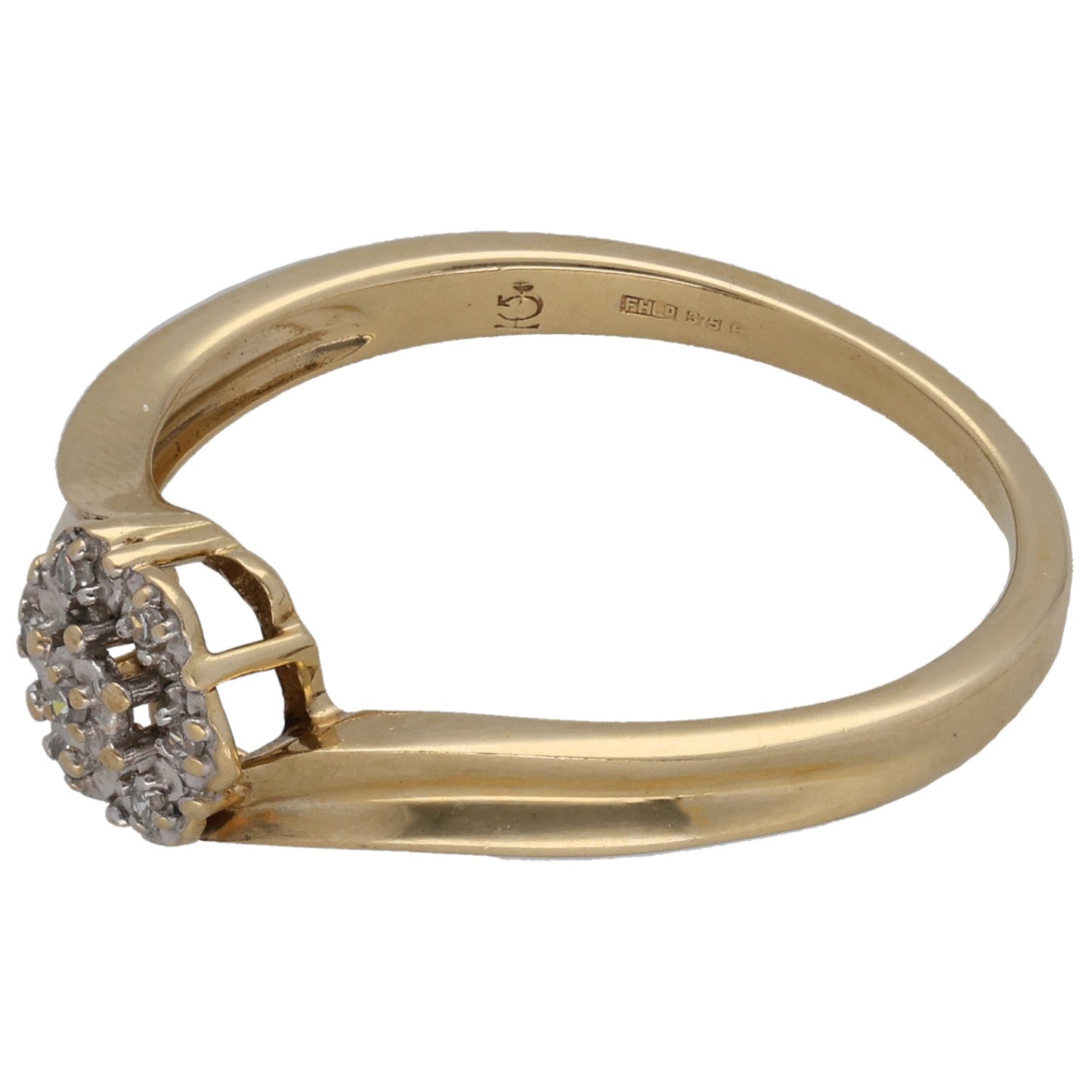 9ct Gold 0.035ct Diamond Cluster Ring Size O