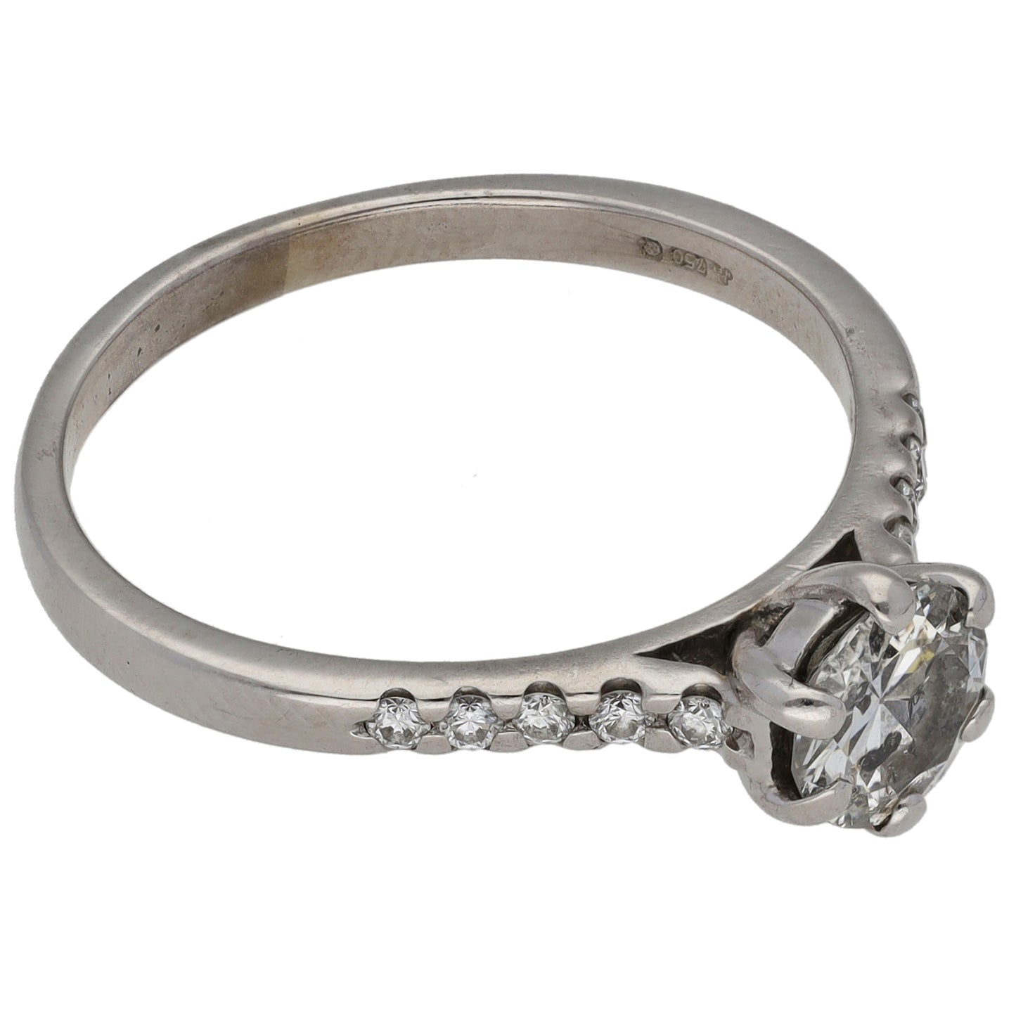 18ct White Gold 0.85ct Diamond Solitaire Ring With Accent Stones Size Q