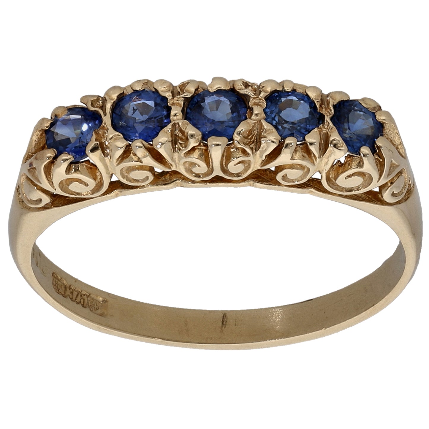 9ct Gold Sapphire Half Eternity Ring Size N