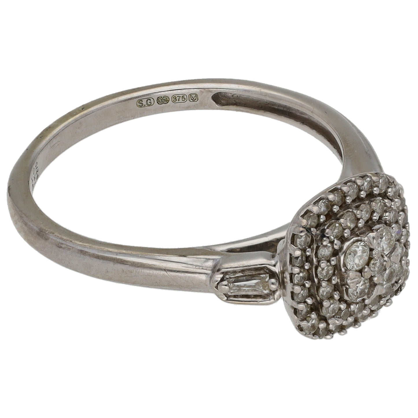 9ct White Gold 0.275ct Diamond Cluster Ring Size M
