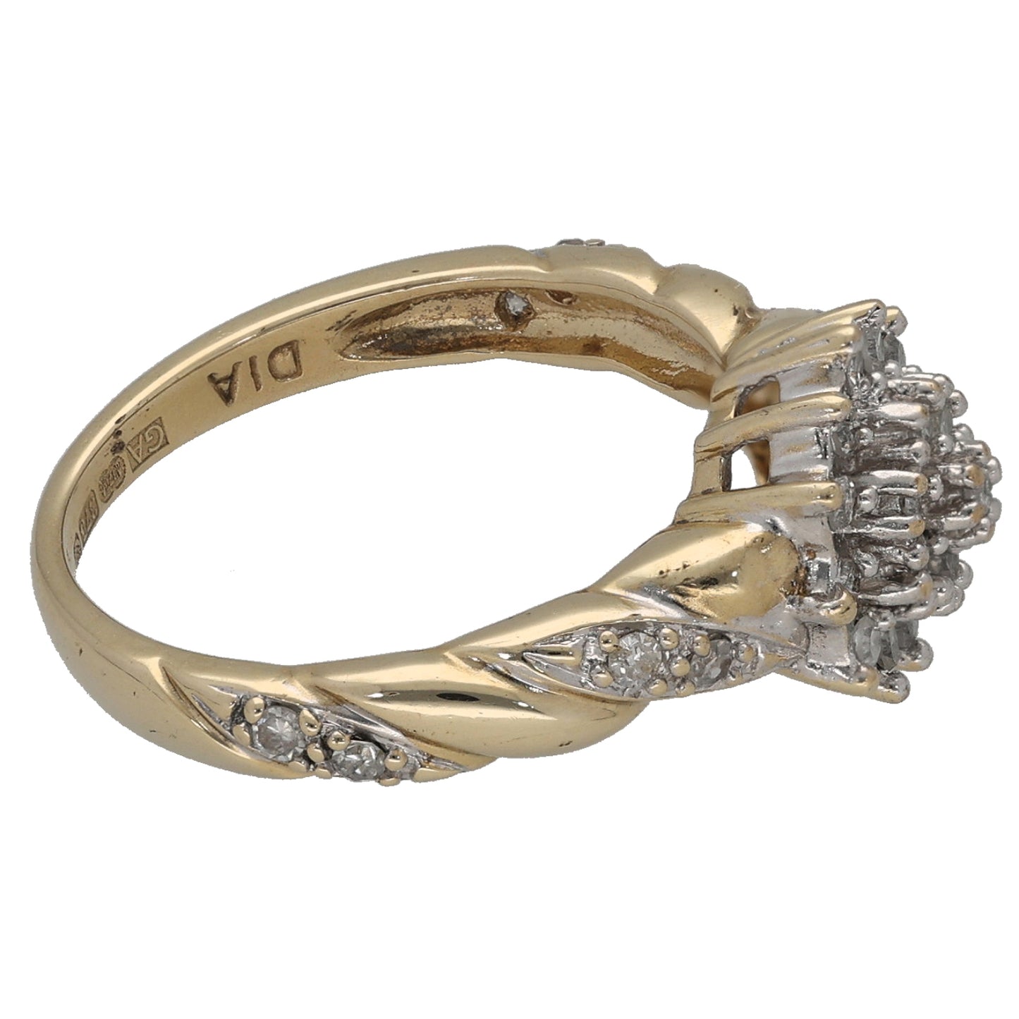9ct Gold 0.25ct Diamond Cluster Ring Size L