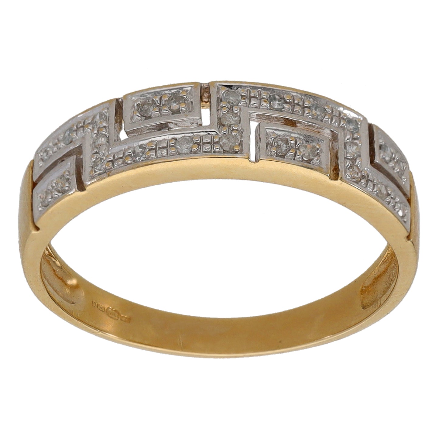 9ct Bicolour Gold 0.10ct Diamond Dress/Cocktail Ring Size R
