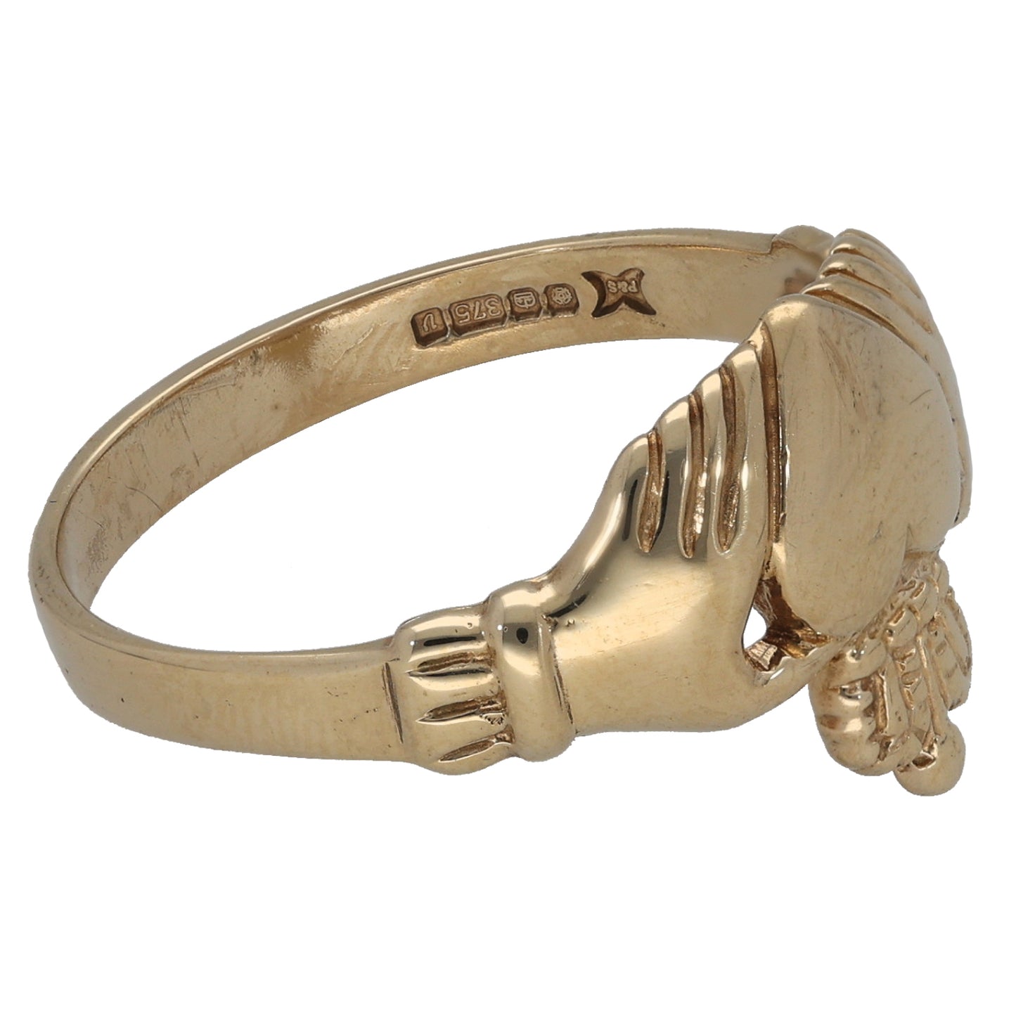 9ct Gold Claddagh Ring Size W