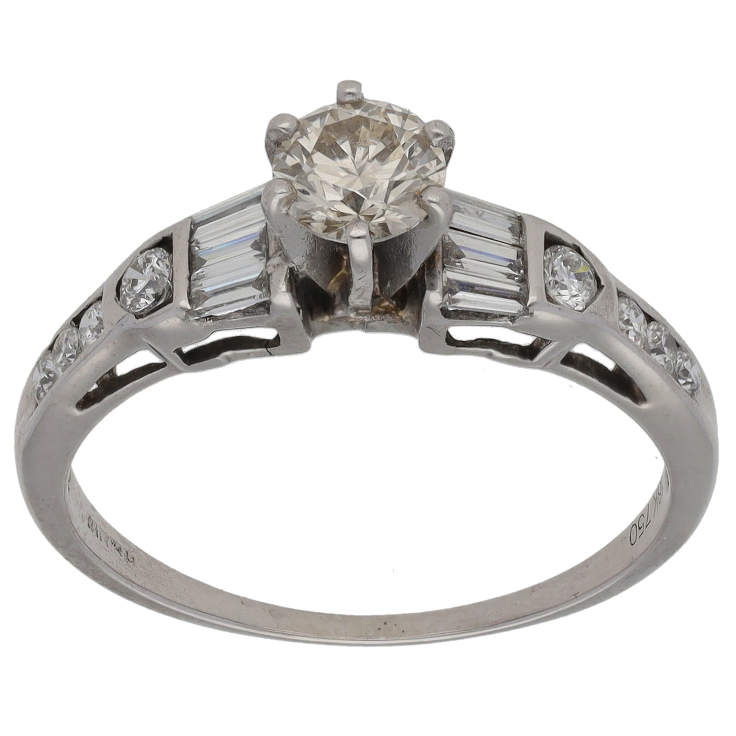 18ct Gold 0.78ct Diamond Solitaire Ring With Accent Stones Size P