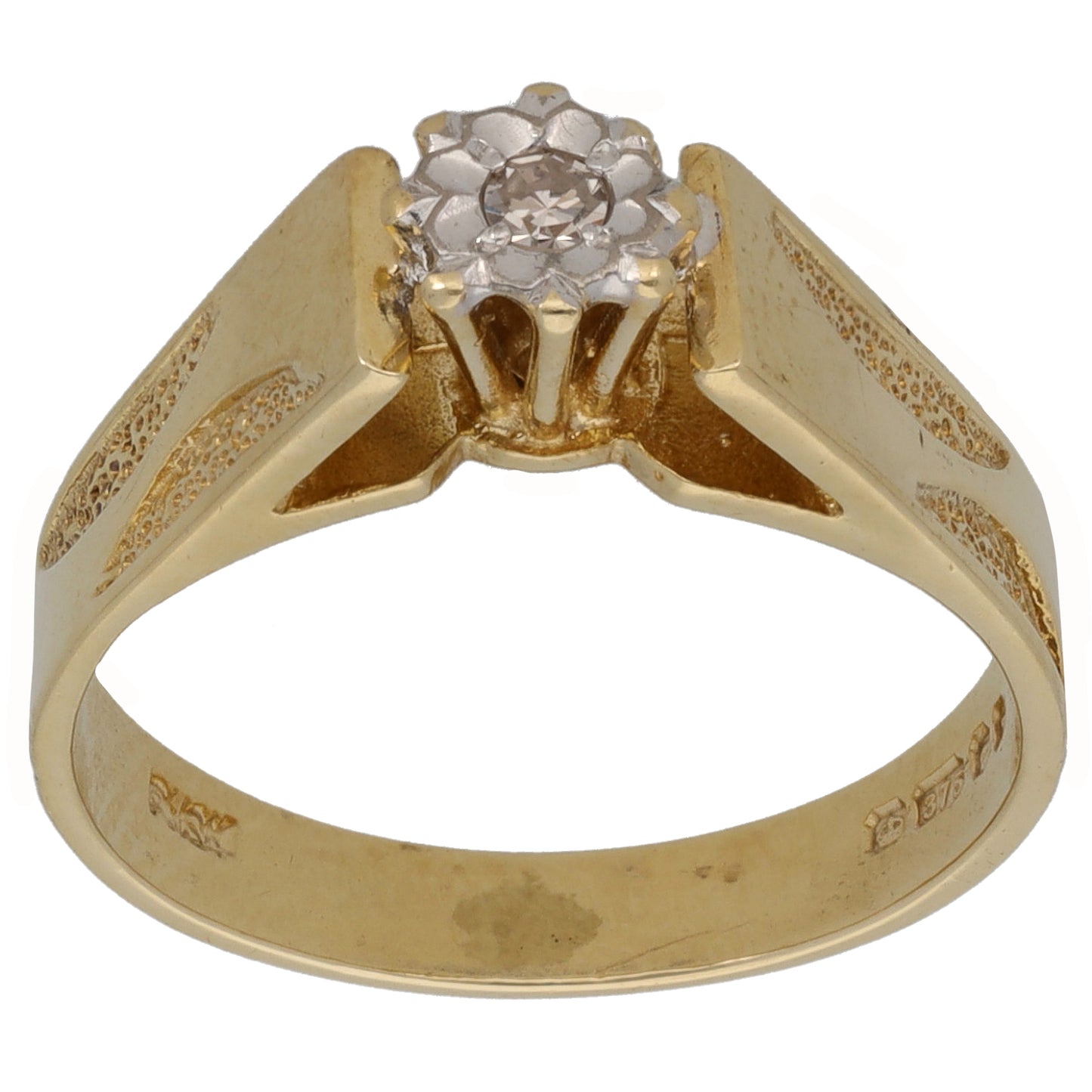 9ct Gold 0.05ct Diamond Solitaire Ring Size M