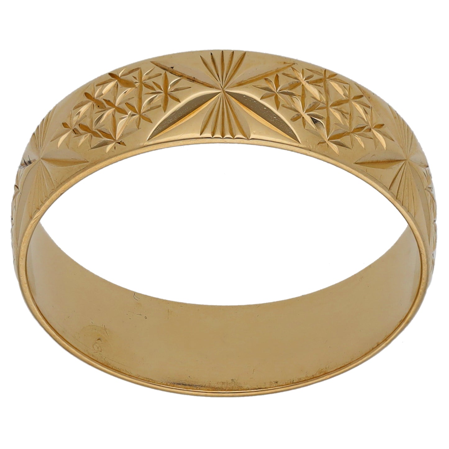 9ct Gold Patterned Wedding Ring Size T