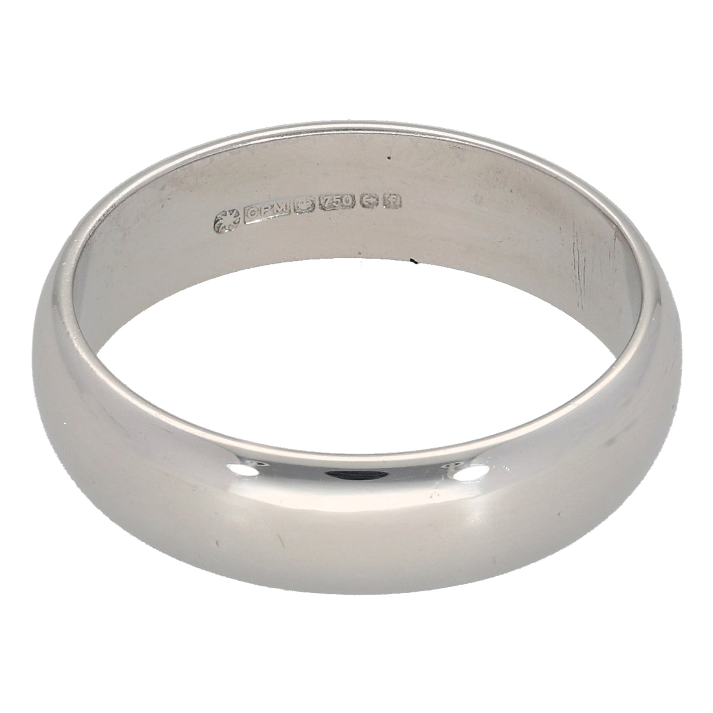 18ct White Gold Plain Wedding Ring Size M