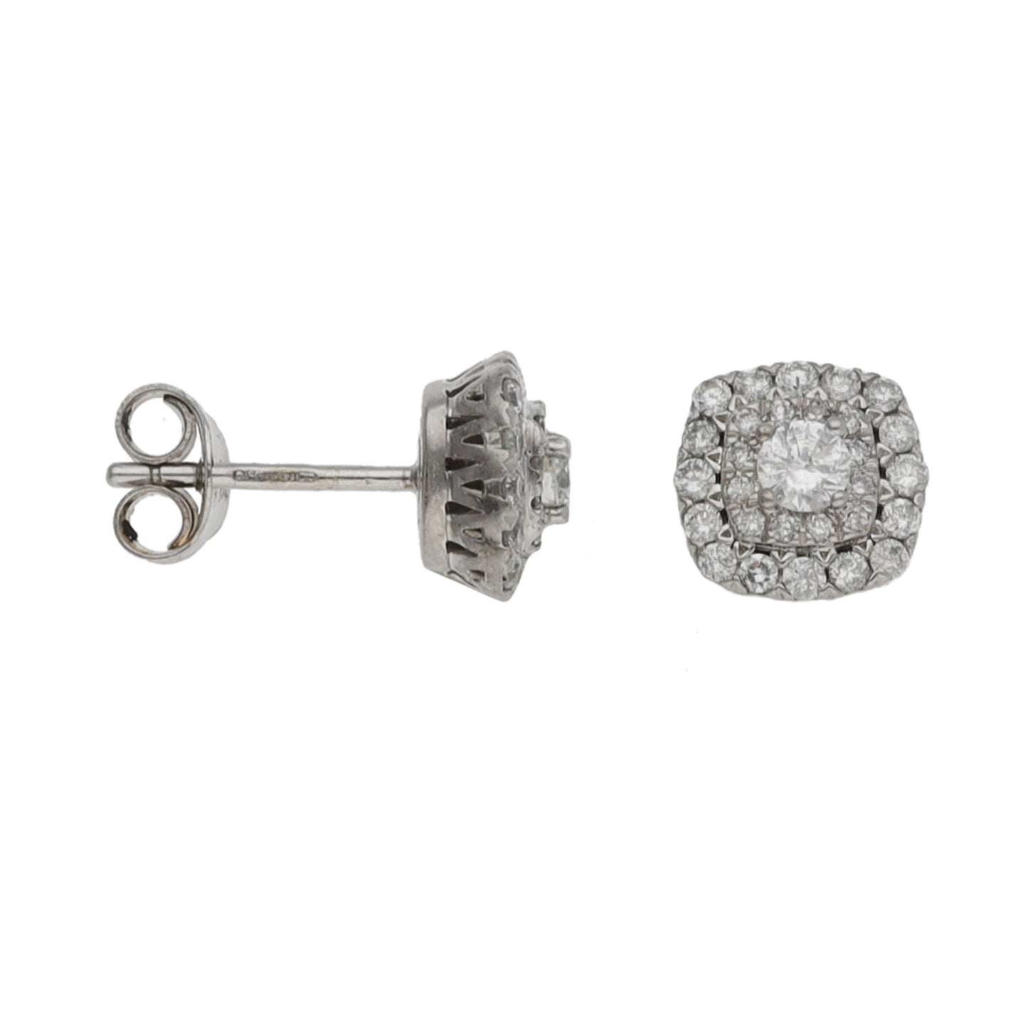 9ct White Gold 0.58ct Diamond Cluster Earrings