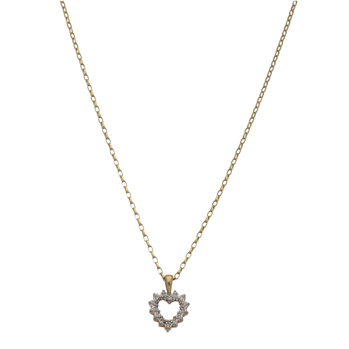 9ct Gold 0.07ct Diamond Heart Pendant With Chain