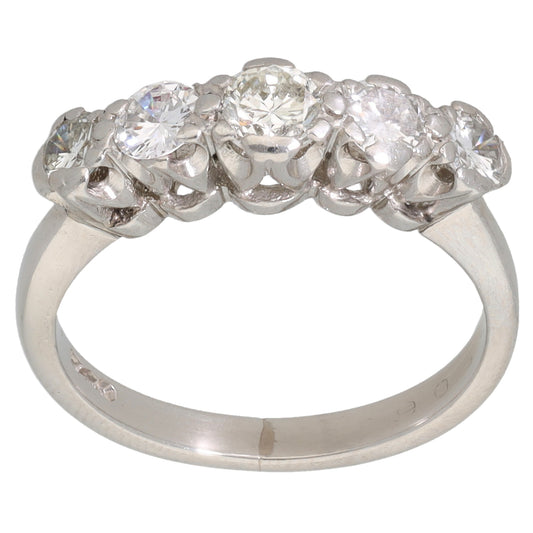 Platinum 1.05ct Diamond Dress/Cocktail Ring Size M