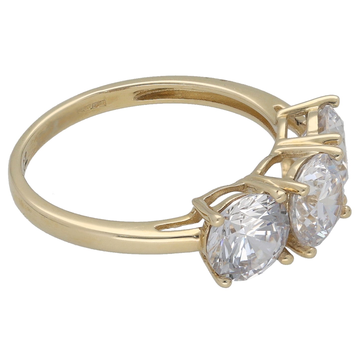 9ct Gold Cubic Zirconia Three Stone Ring Size L