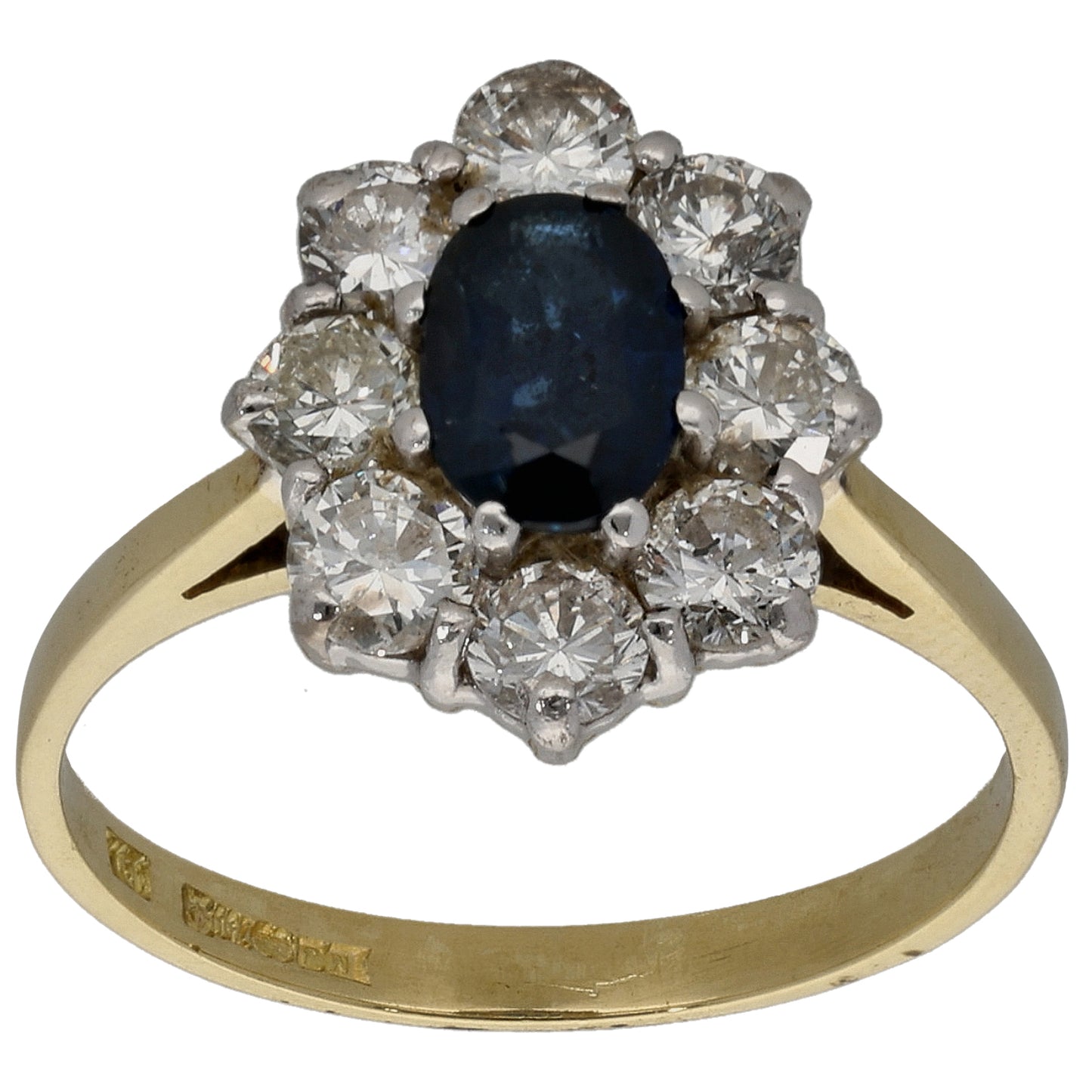 18ct Gold 0.80ct Diamond & Sapphire Dress/Cocktail Ring Size L