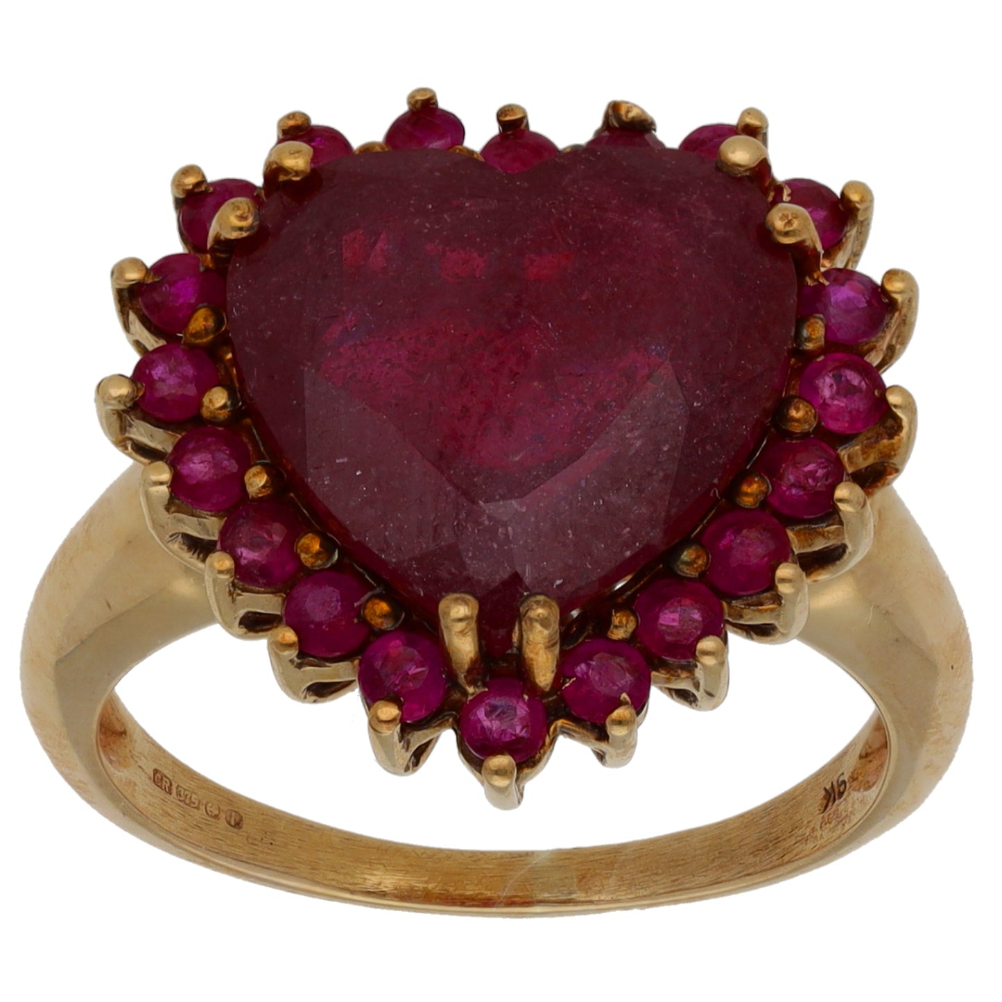 9ct Gold Glass Filled Ruby Dress/Cocktail Ring Size N