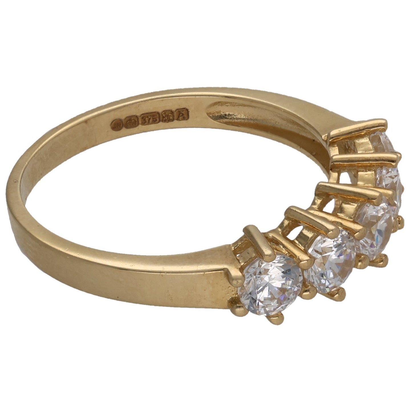 9ct Gold Cubic Zirconia Half Eternity Ring Size Q