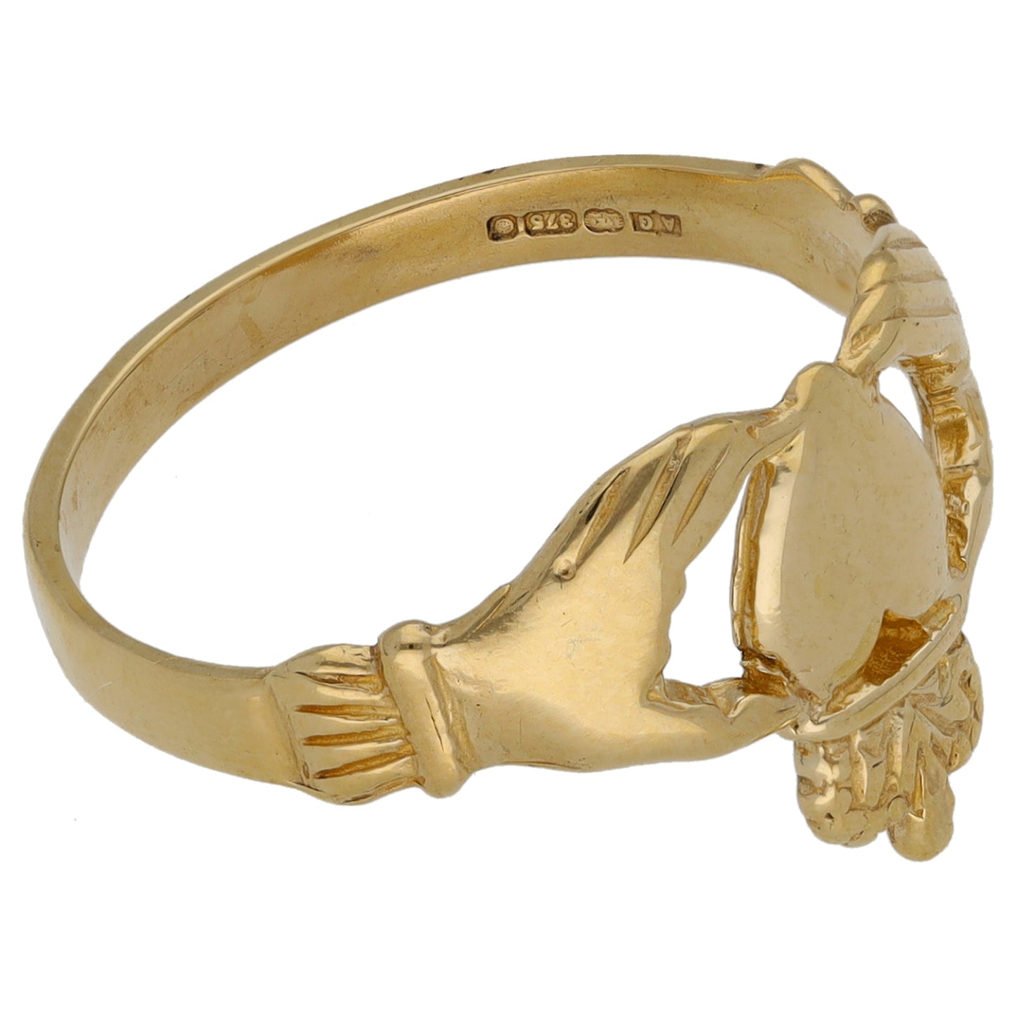 9ct Gold Claddagh Ring Size P