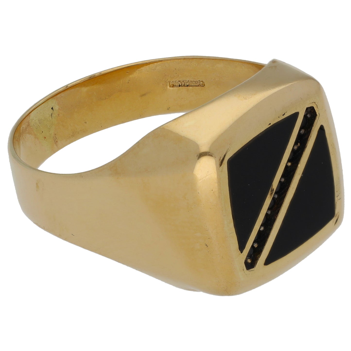 14ct Gold Imitation Gems Signet Ring Size U