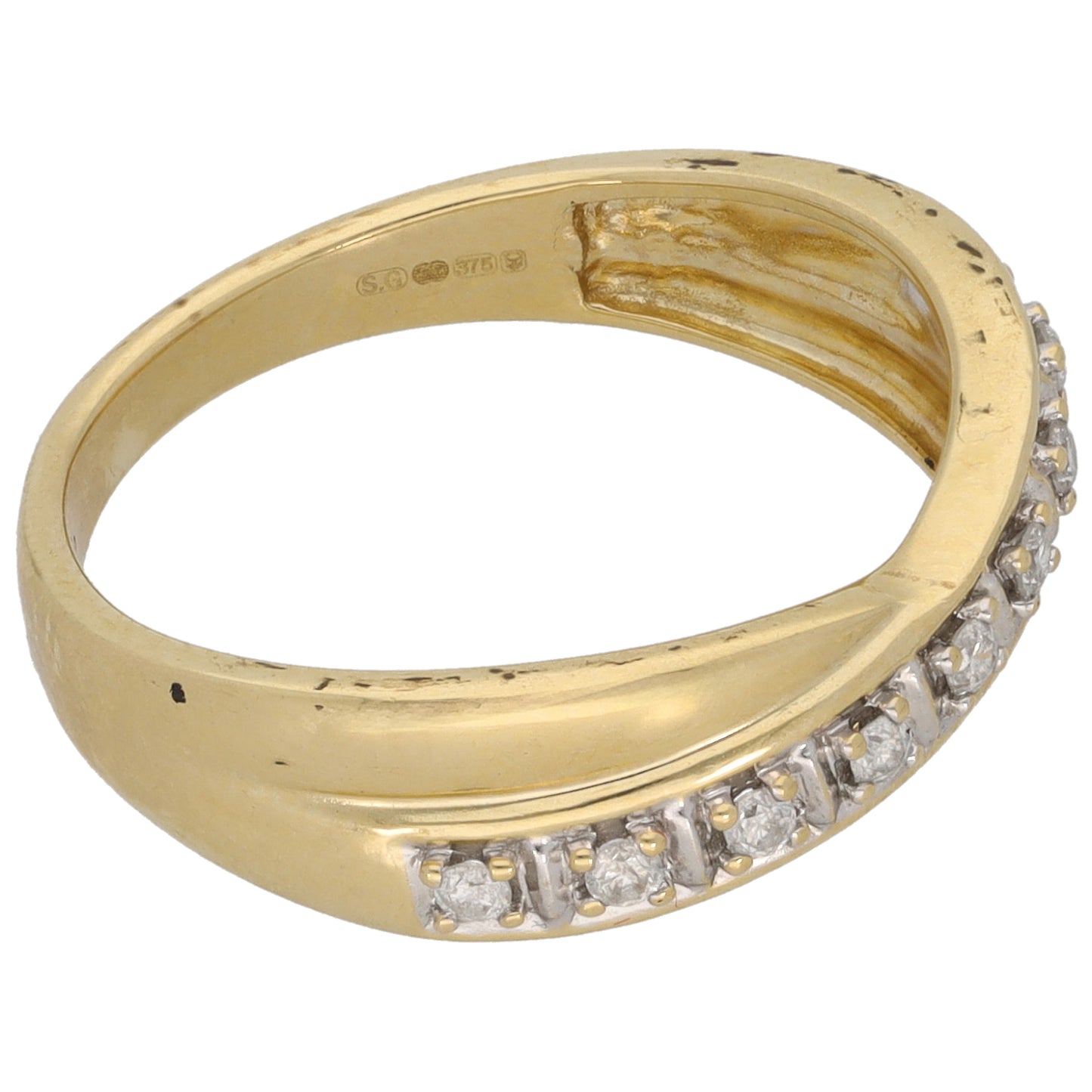 9ct Gold 0.09ct Diamond Half Eternity Ring Size O