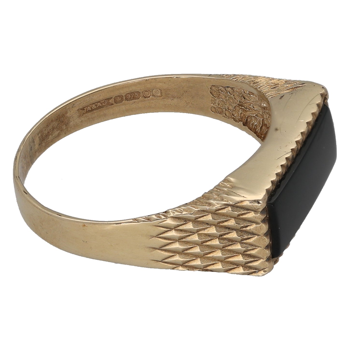 9ct Gold Onyx Single Stone Signet Ring Size O