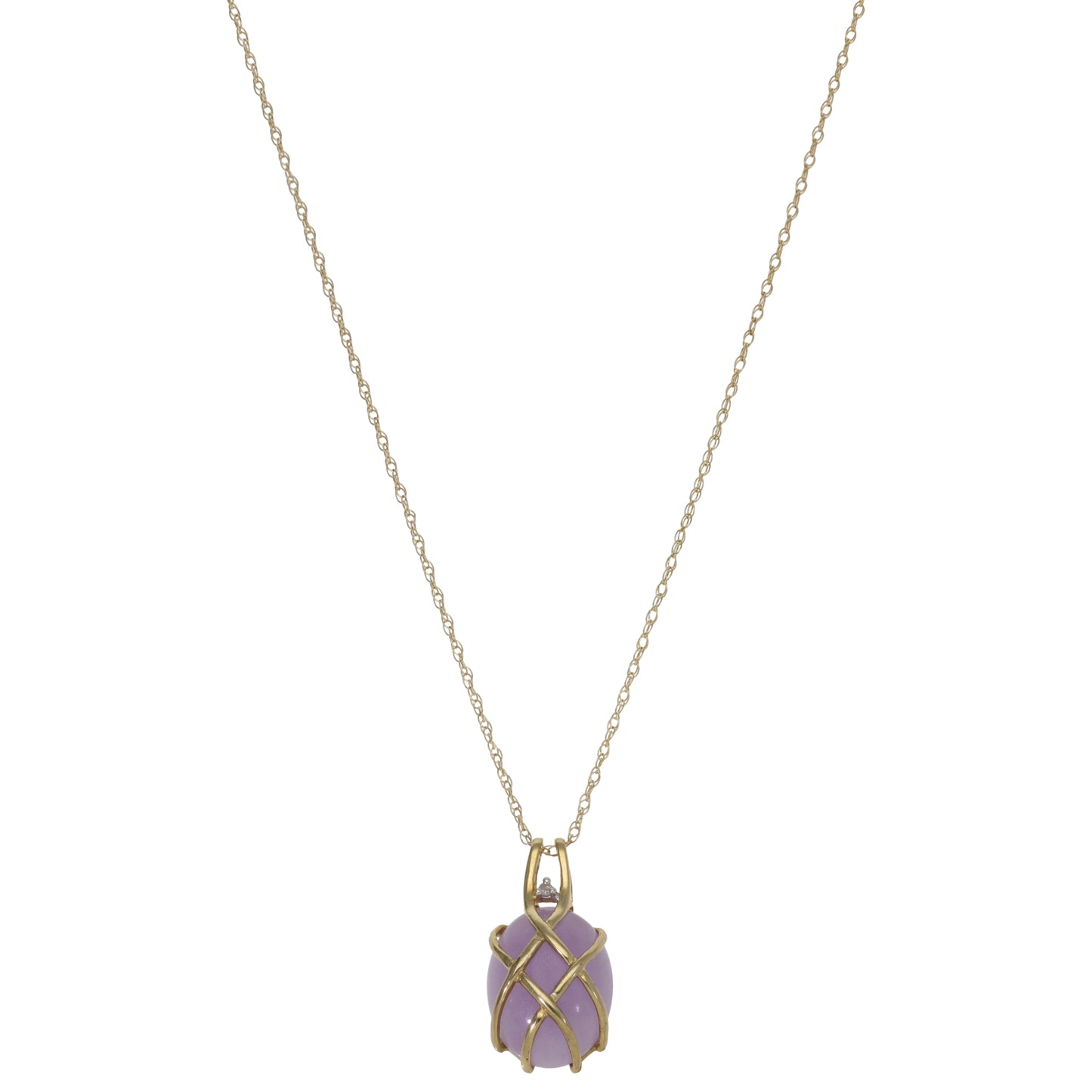 9ct Gold Jade Dress/Cocktail Pendant With Chain