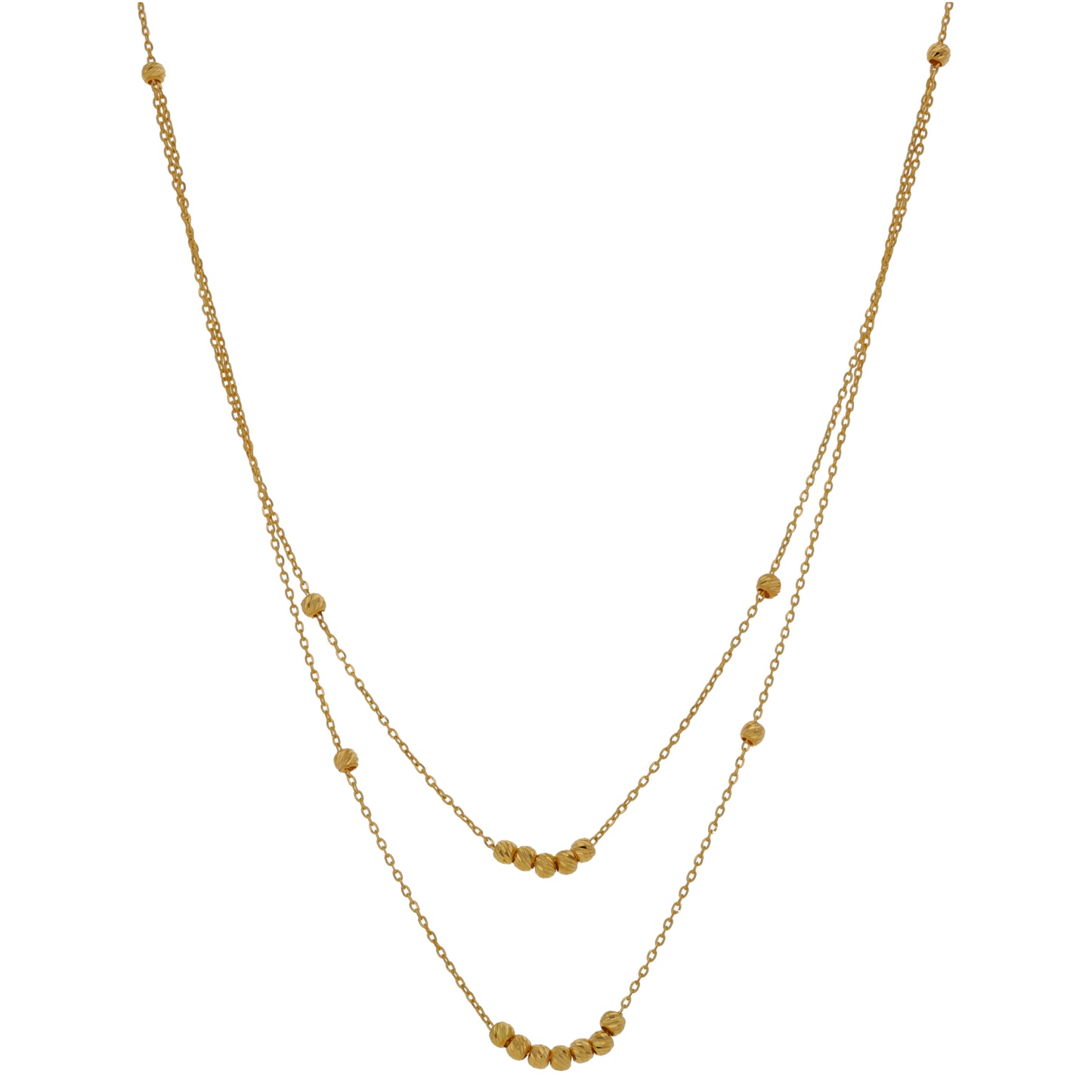 New 22ct Gold 2 Layered Bead Necklace 18"