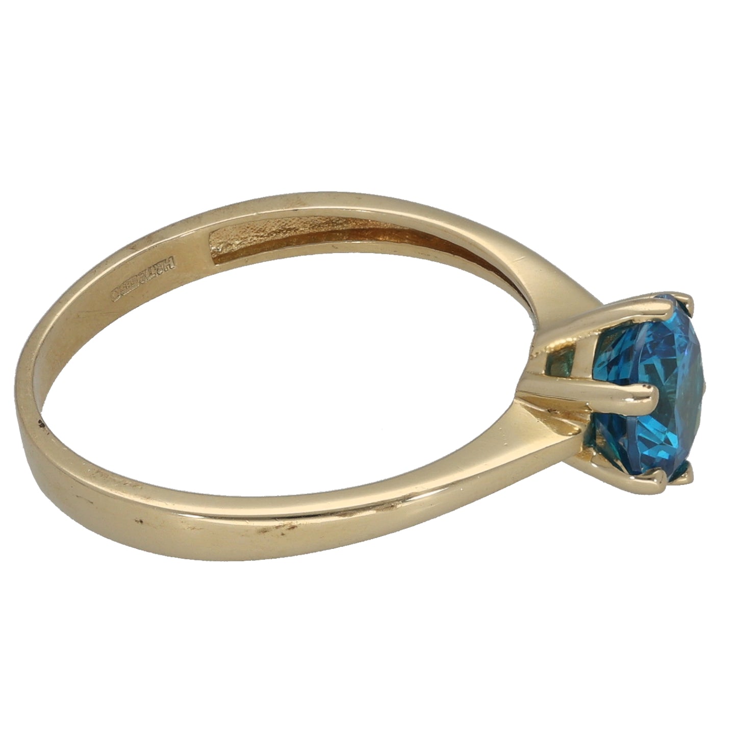 14ct Gold Imitation Gem Single Stone Ring Size O
