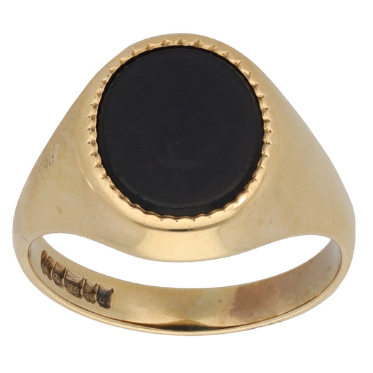 9ct Gold Onyx Single Stone Signet Ring Size R