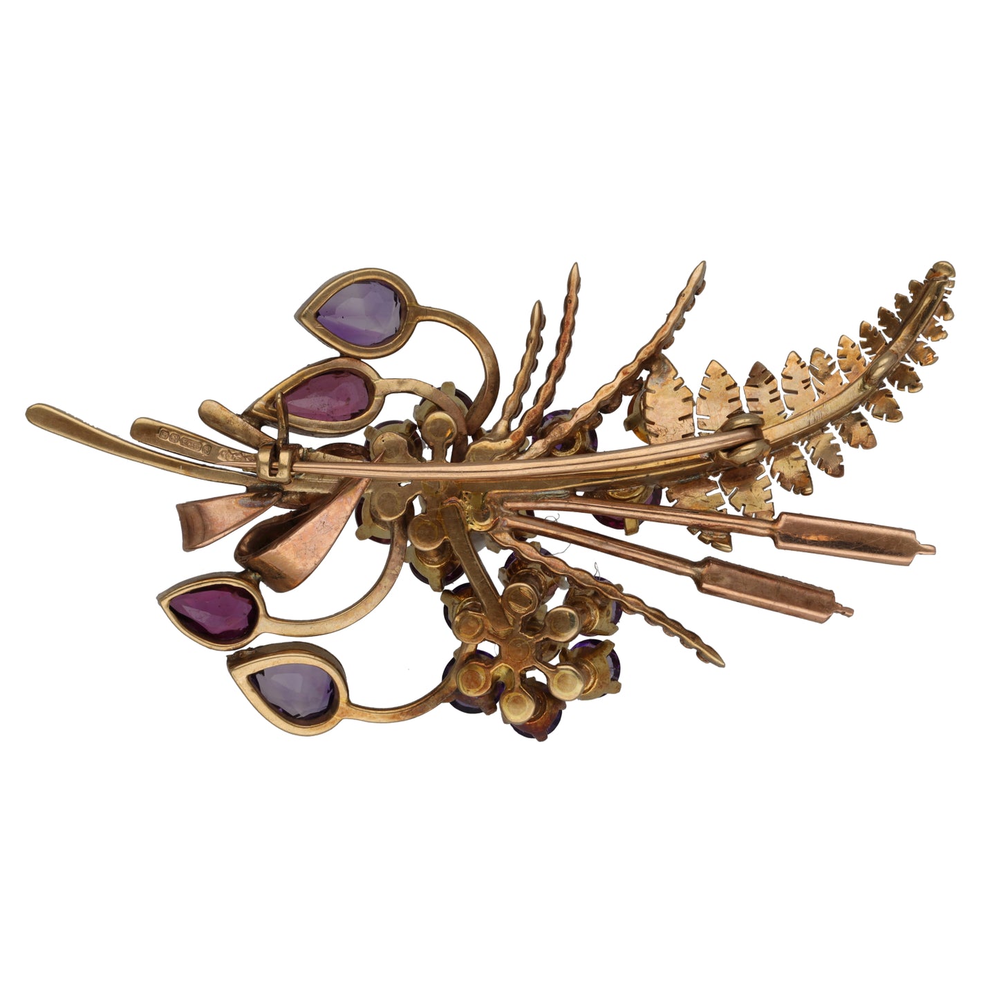 9ct Gold Garnet, Amethyst & Citrine Dress Brooch