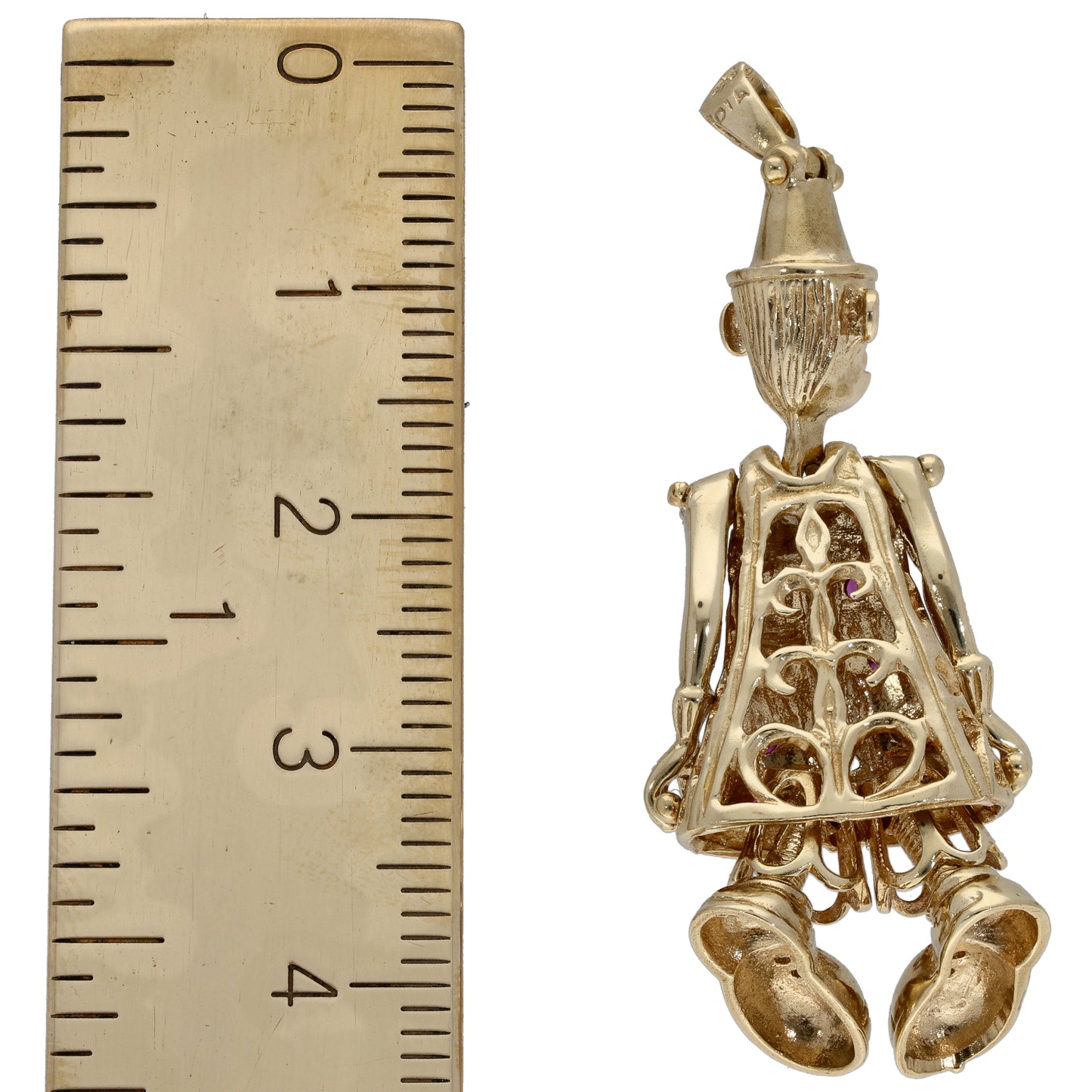 9ct Gold Ruby & 0.02ct Diamond Clown Pendant