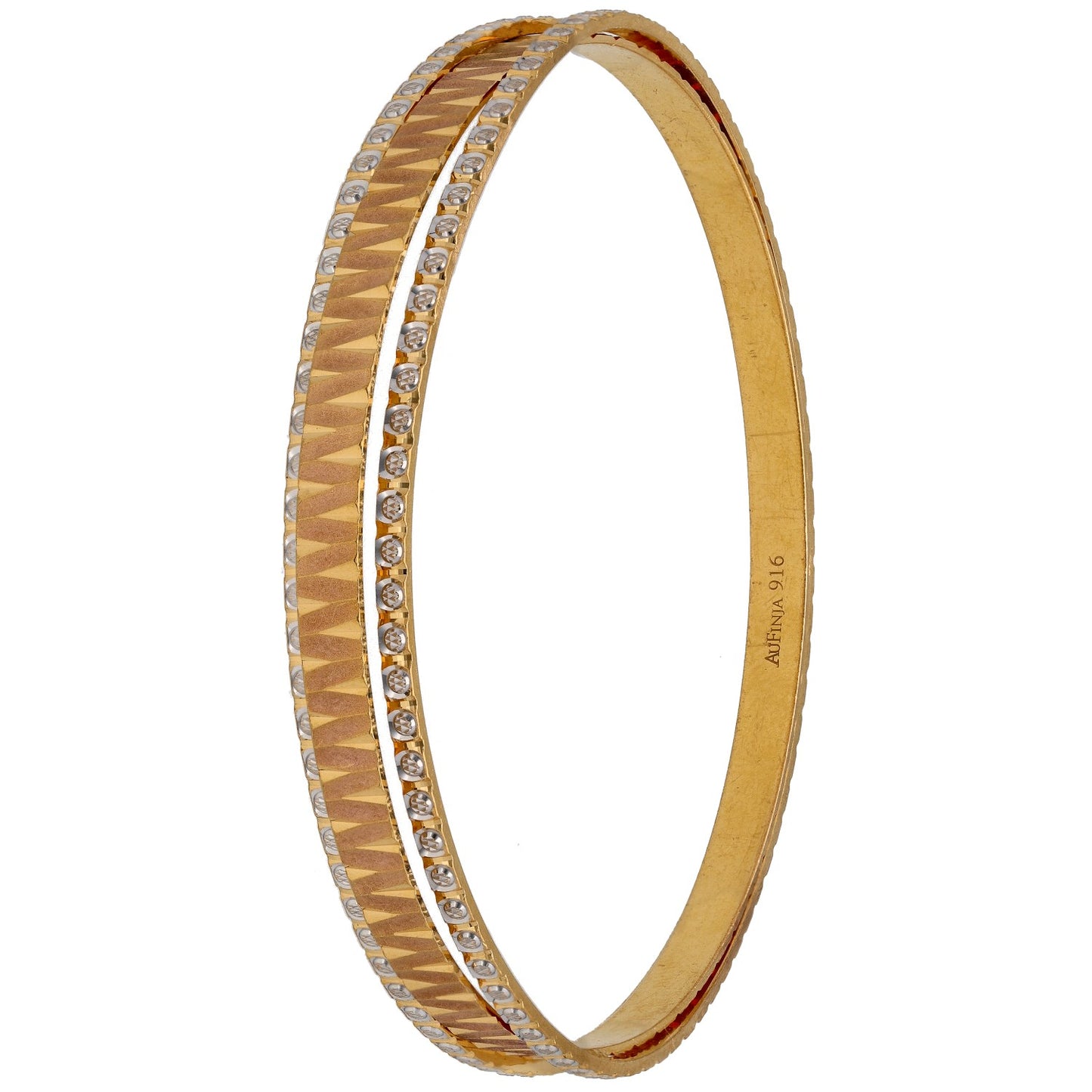 22ct Tricolour Gold Cubic Zirconia Bangle