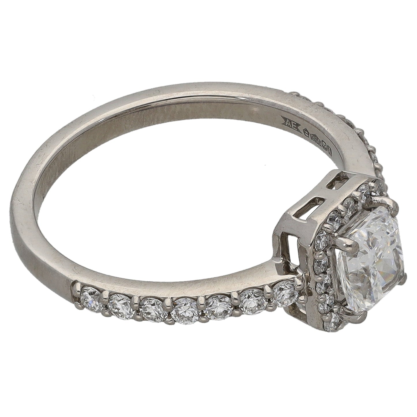 Platinum 1.06ct Diamond Cluster Ring Size N