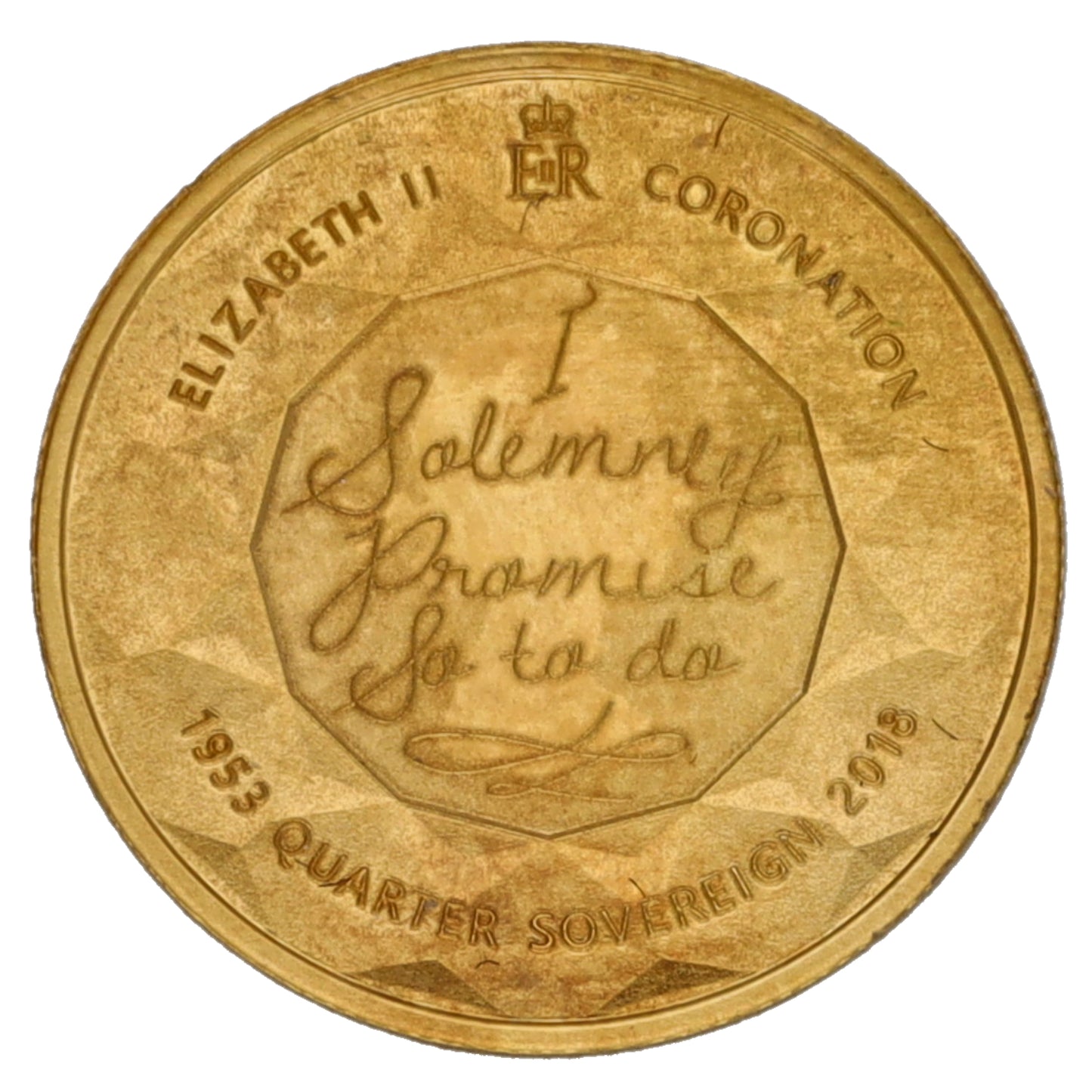 22ct Gold Queen Elizabeth II Coronation Quarter Sovereign Coin 2018