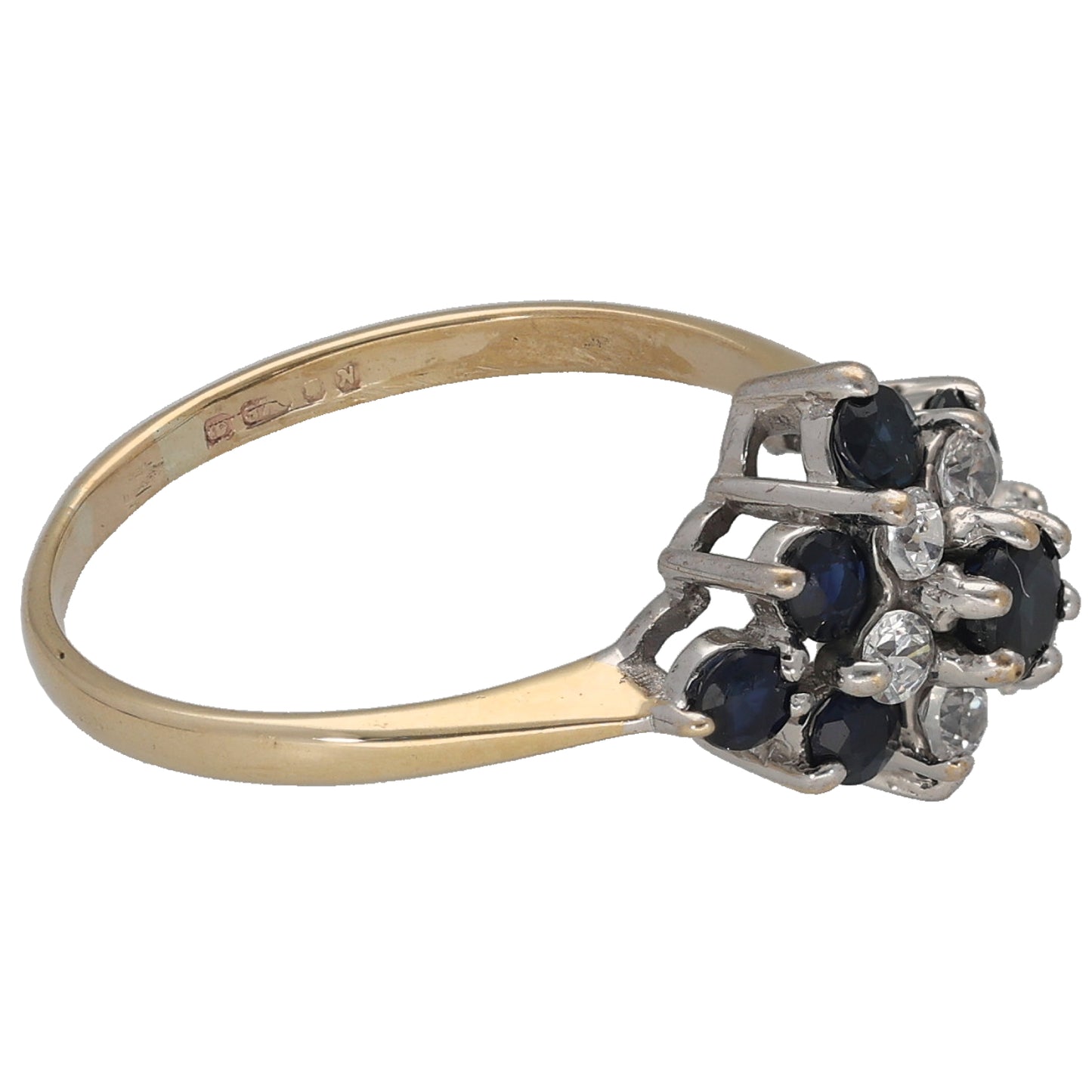 9ct Gold Sapphire & Cubic Zirconia Dress/Cocktail Ring Size L
